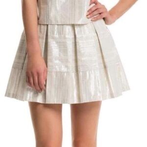 1. State Sand Metallic Pleated Flare Skirt Small Style 8125407 NWT